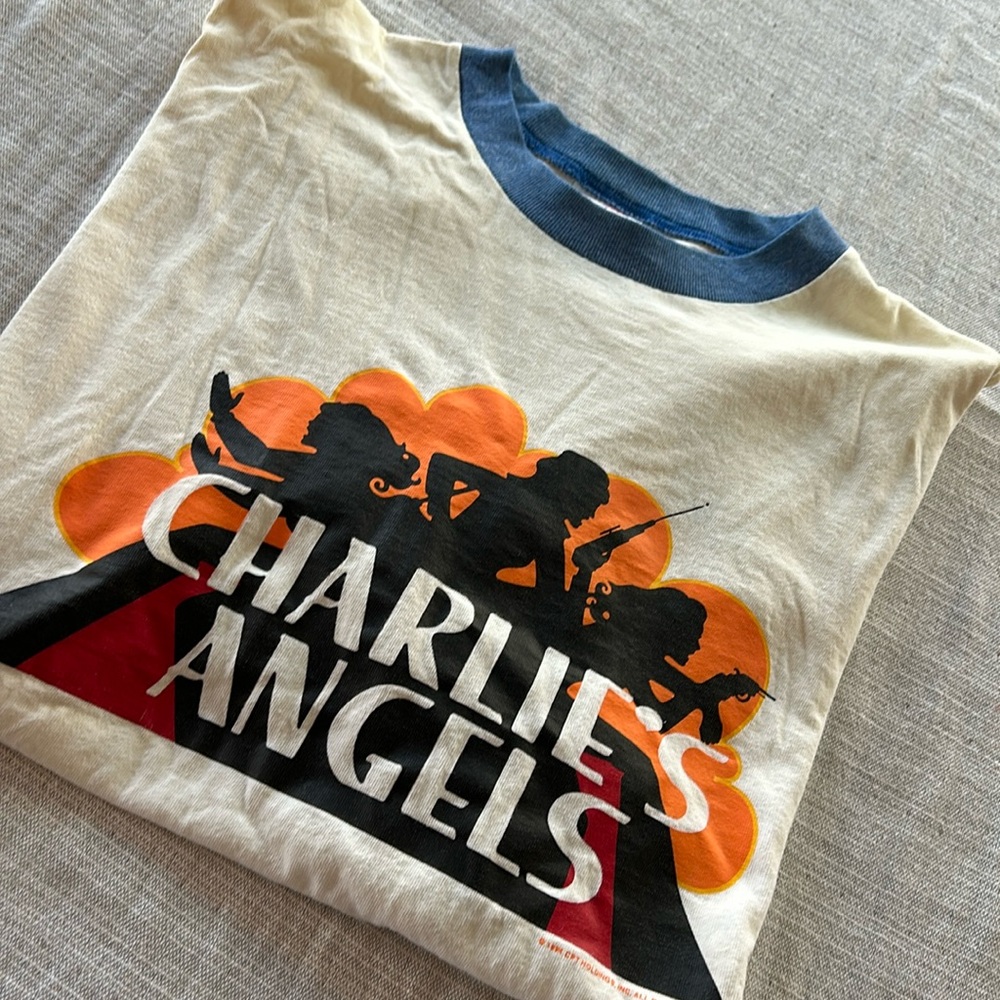V I N T A G E  100% Cotton short sleeve Ringer 
“Charlie’s Angels” T-Shirt-1994